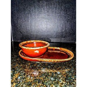 Hull USA Soup and Cracker Bowl/Plate, Ovenproof